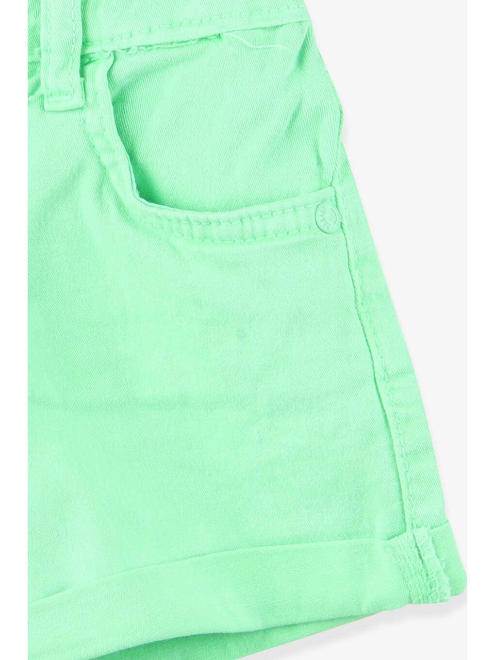 Kız Çocuk Gabardin Şort Bileklikli Neon Yeşil (8-14 Yaş)-3