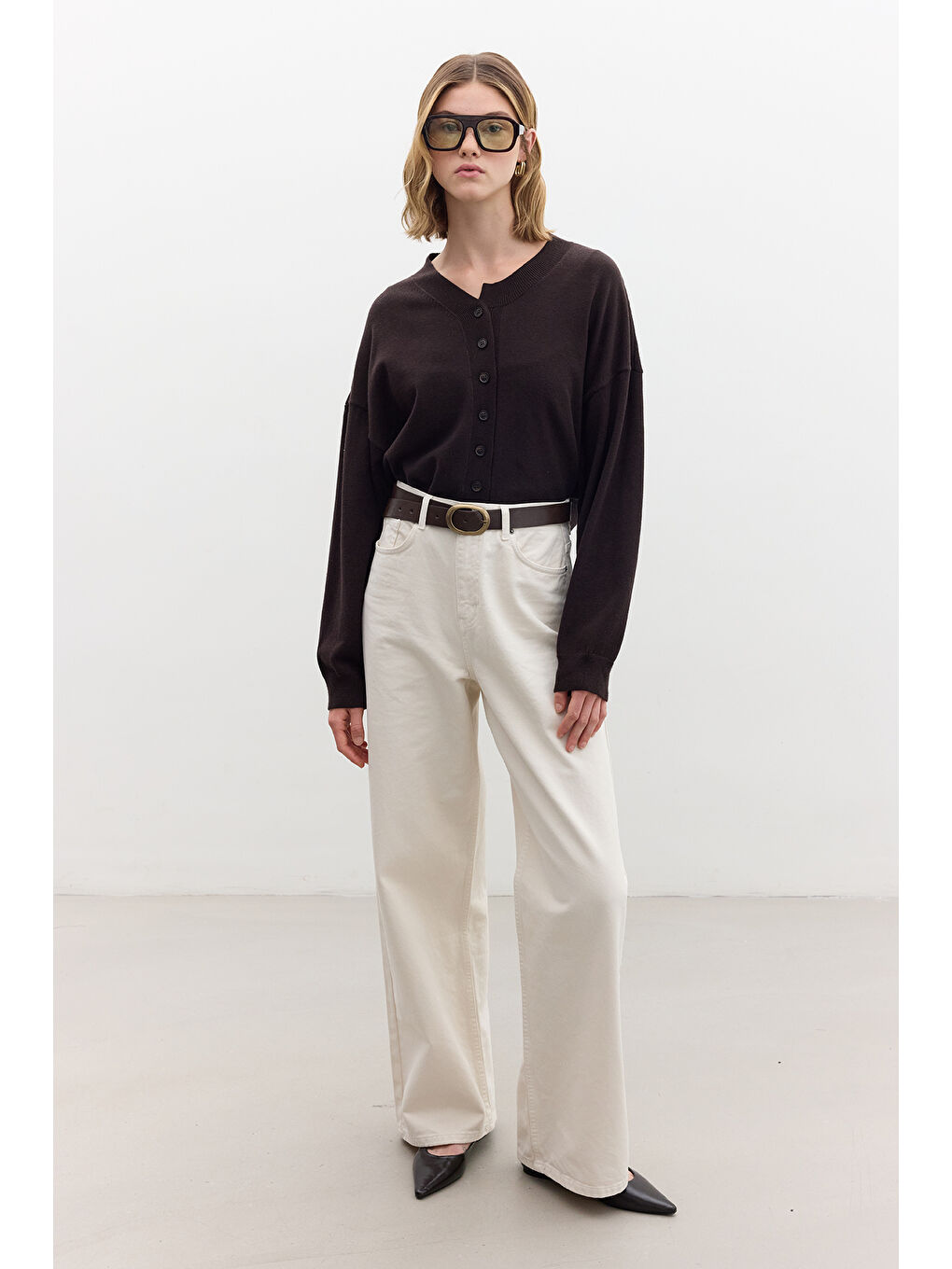 Gabardin Baggy Pantolon Bej