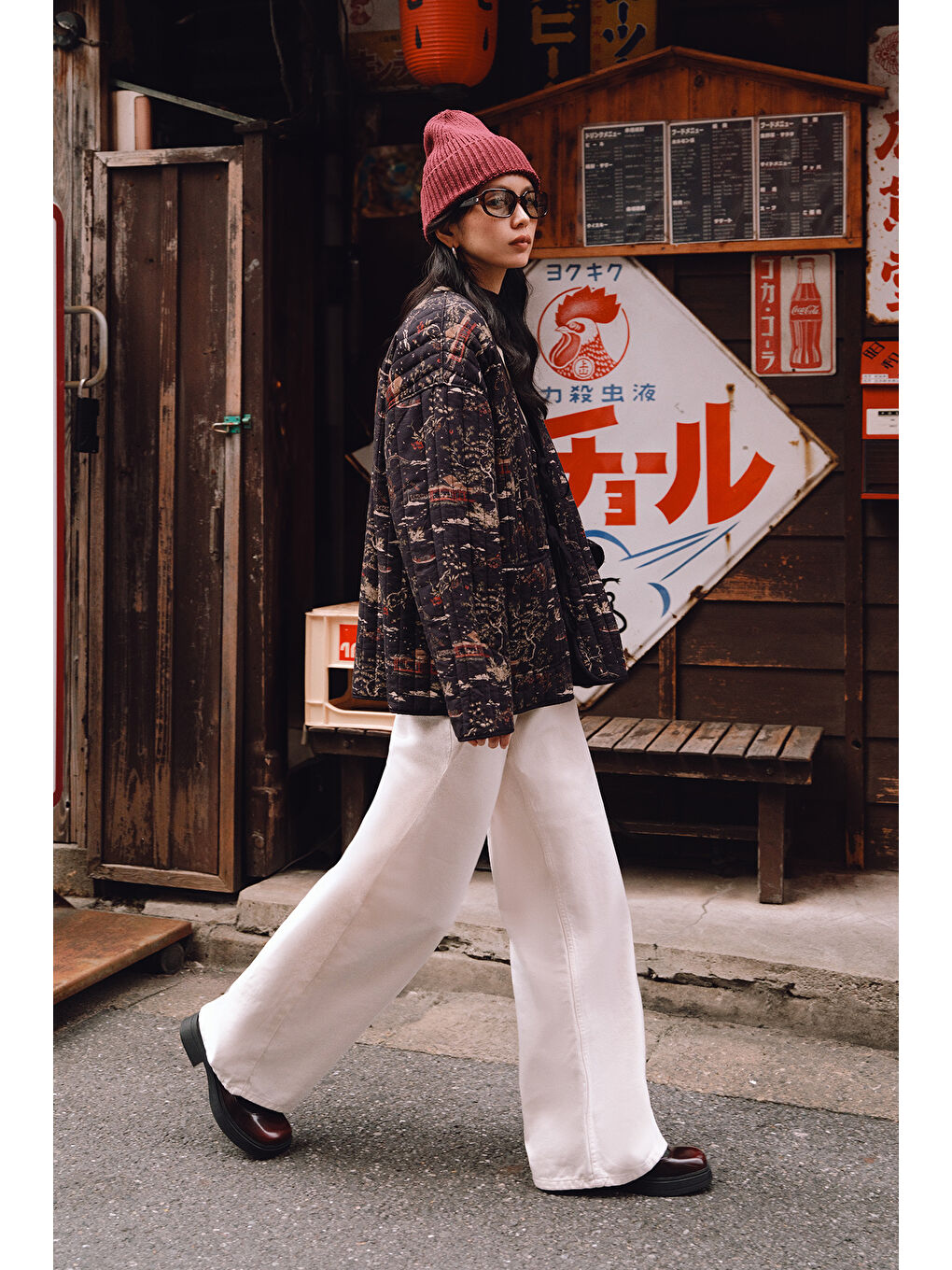 Gabardin Baggy Pantolon Bej-1