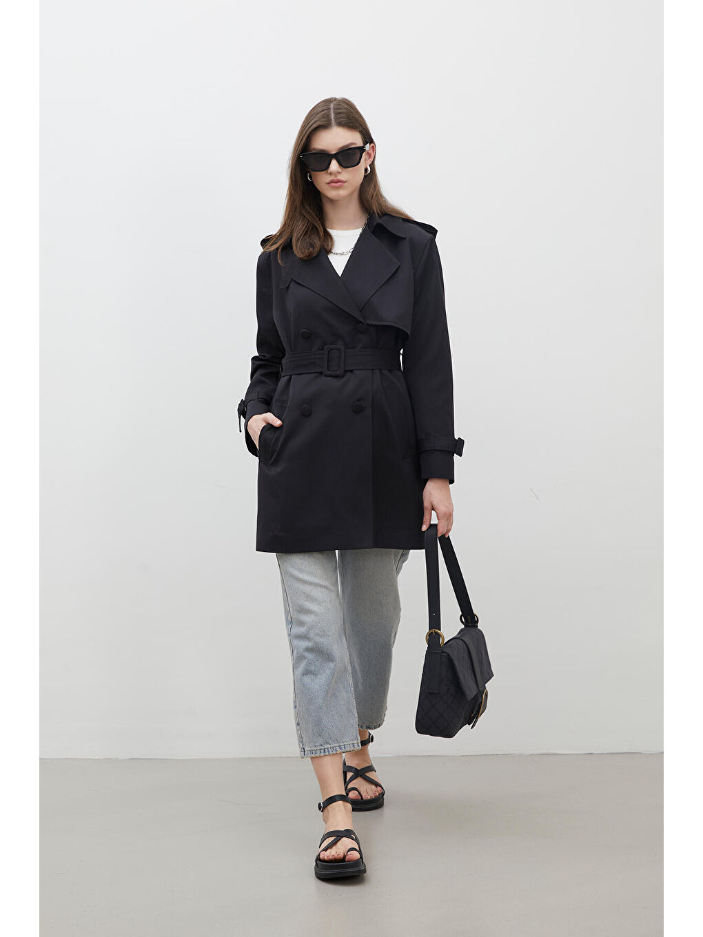 Chelsea Kruvaze Trençkot Siyah-2