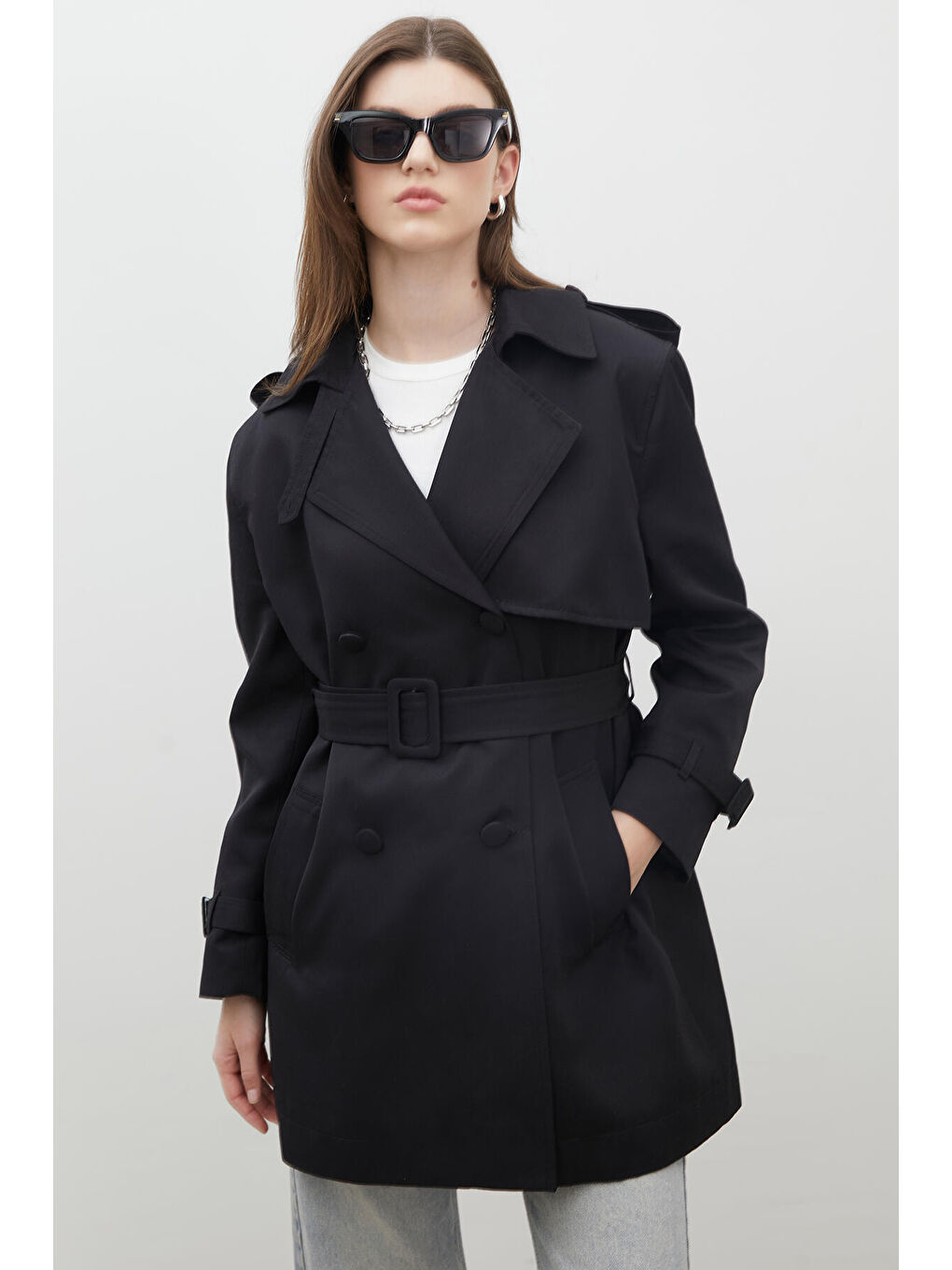 Chelsea Kruvaze Trençkot Siyah-3