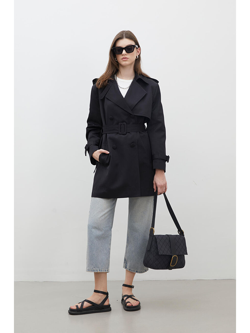 Chelsea Kruvaze Trençkot Siyah-4