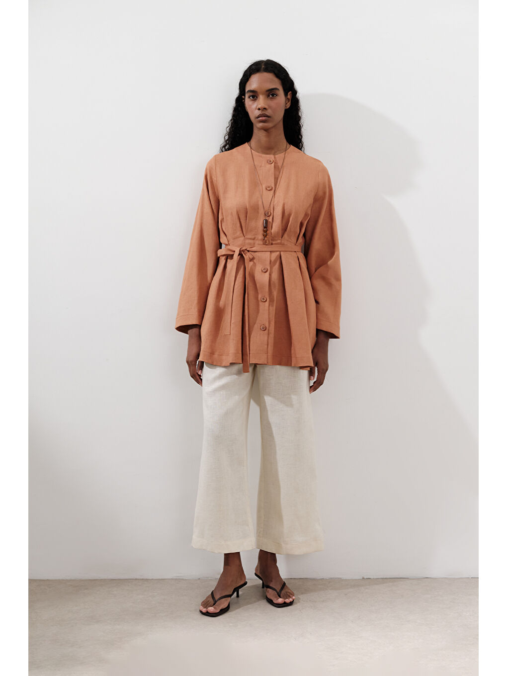 Keten Pensli Tunik Turuncu-1