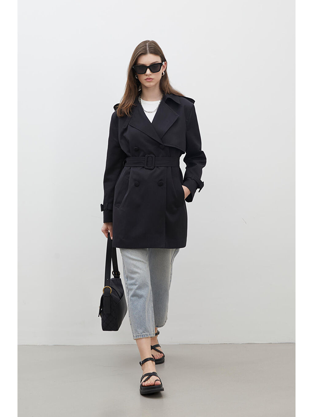 Chelsea Kruvaze Trençkot Siyah-5