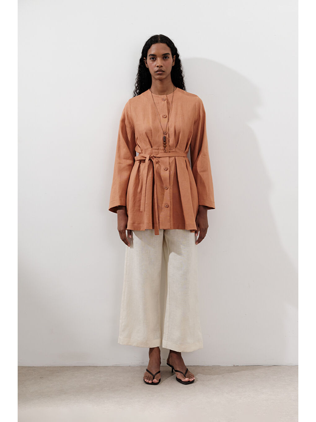 Keten Pensli Tunik Turuncu-3