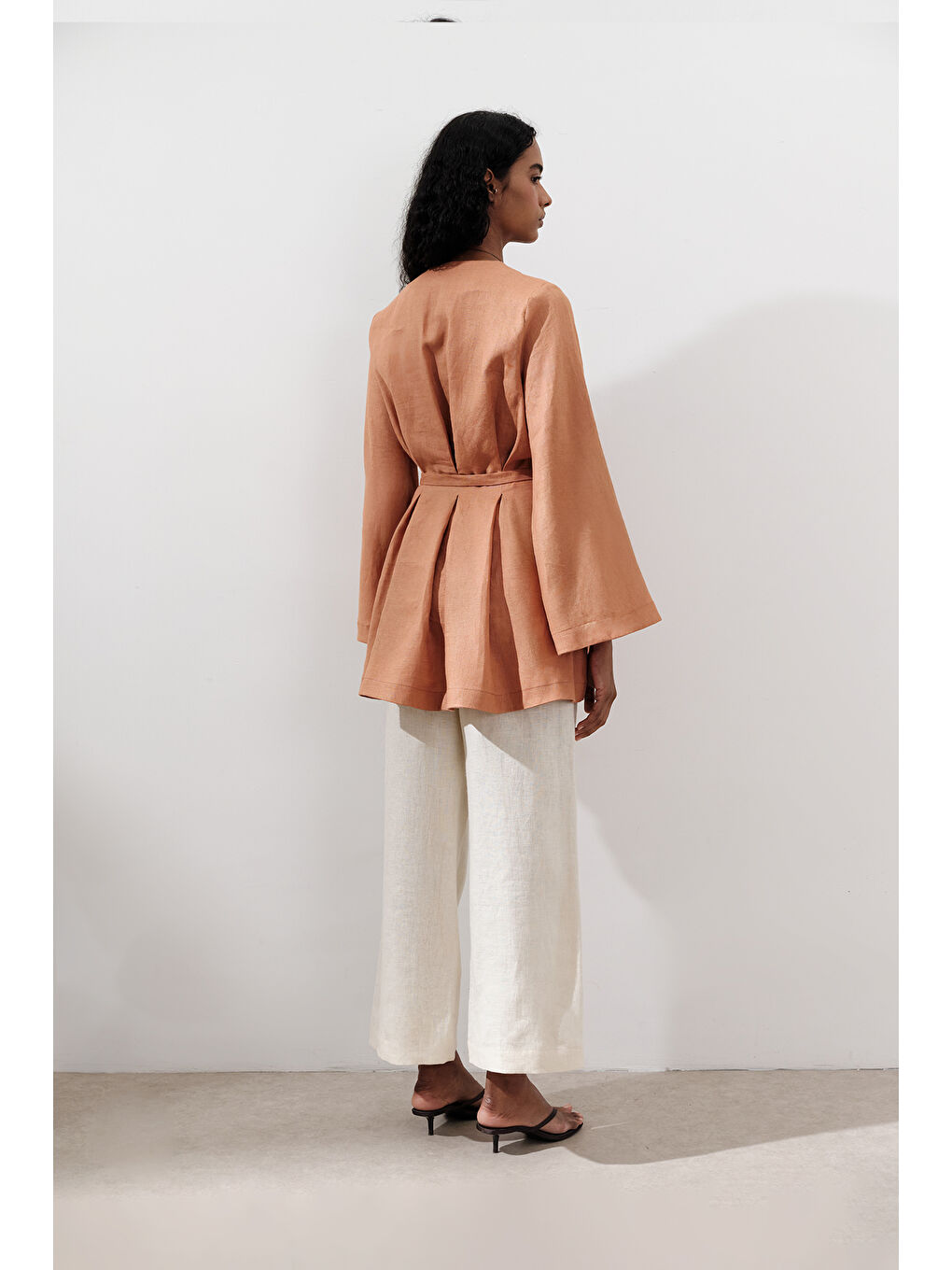 Keten Pensli Tunik Turuncu-4