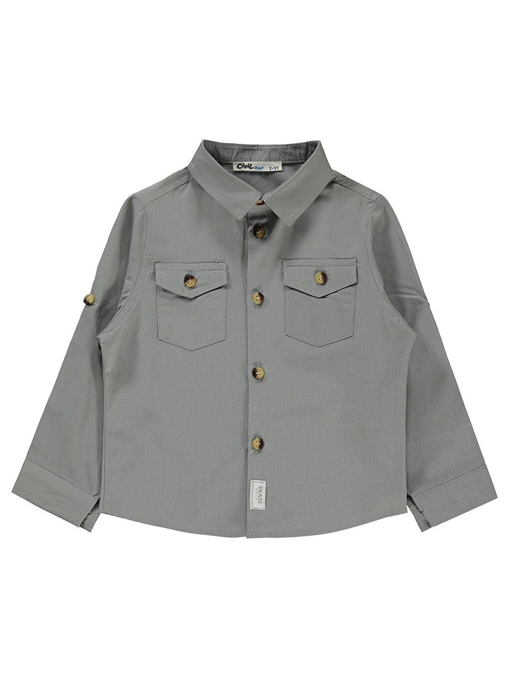 Boys Kapak Cepli Tişörtlü Gömlek 2-5 Yaş Gömlek - Gri 5-6 Yaş-4