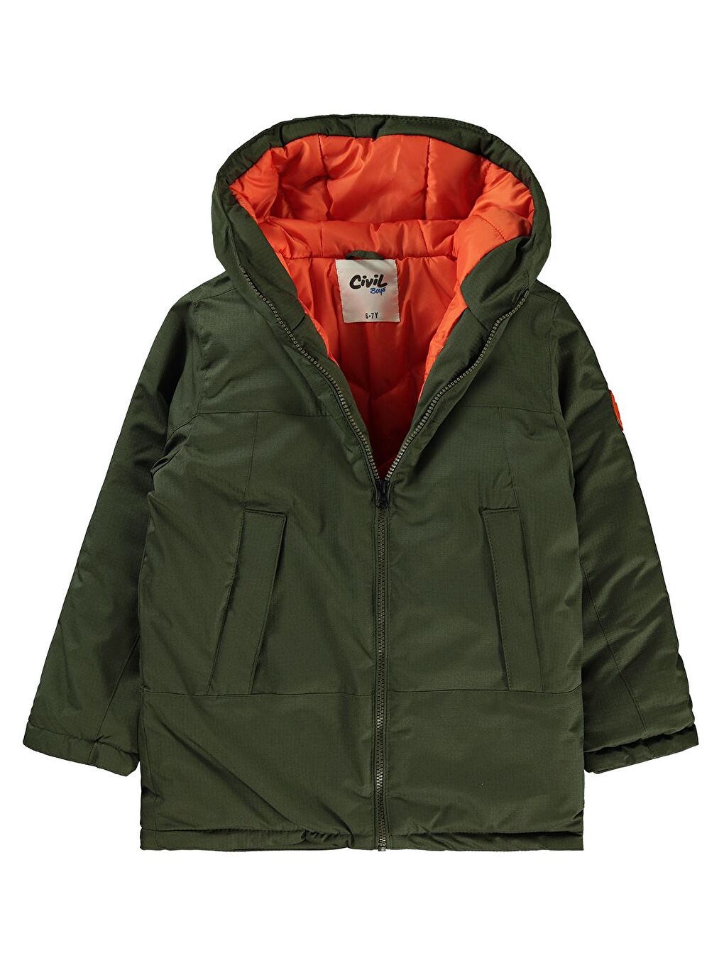 Erkek Çocuk Kapüşonlu Mont 10 13 Yaş Haki-2