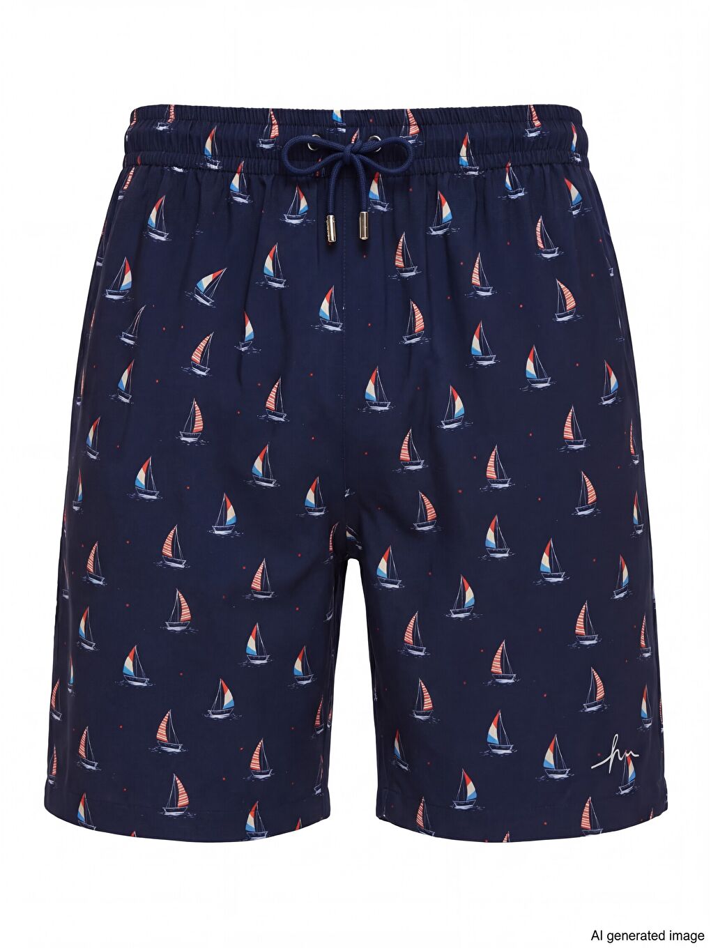 Çapa Desenli Lacivert Erkek Kısa Havuz Ve Deniz Şortu 5045