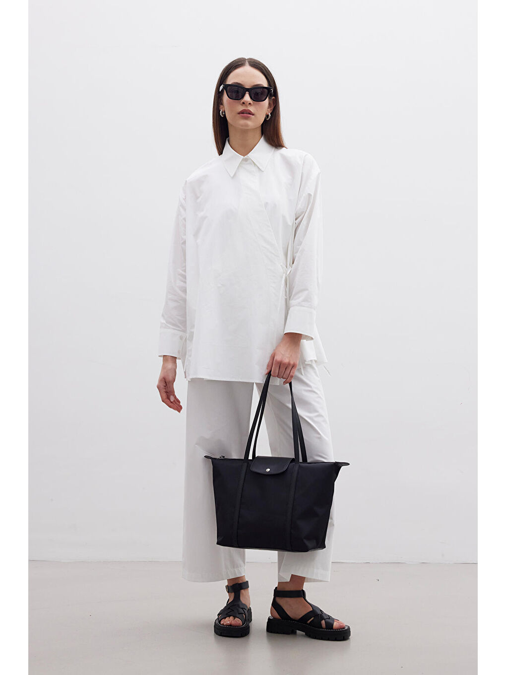 Kruvaze Kapama Premium Gömlek Ekru