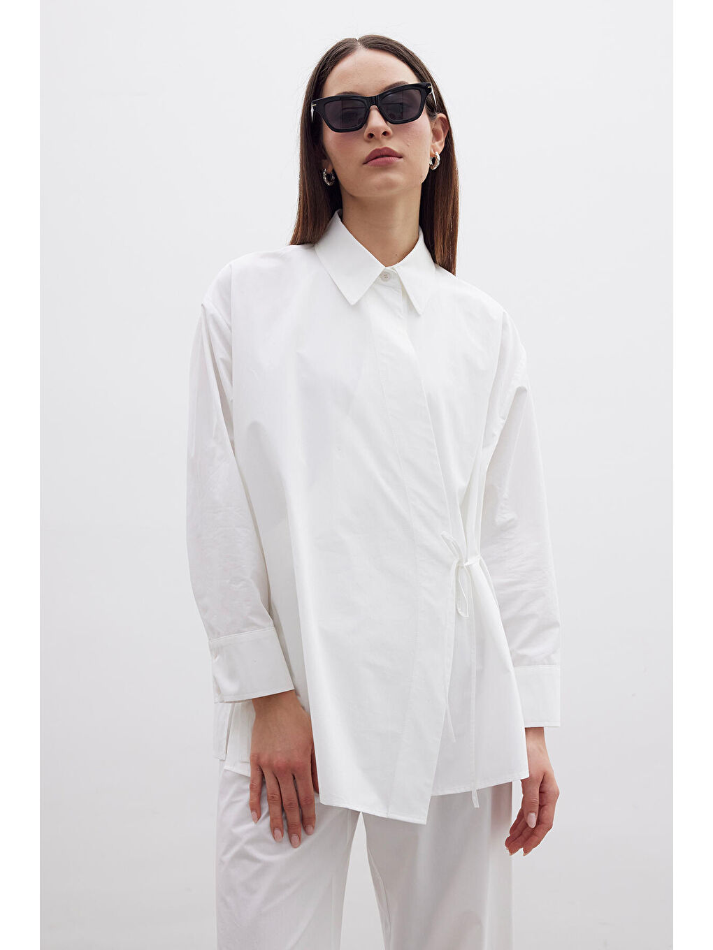 Kruvaze Kapama Premium Gömlek Ekru-2