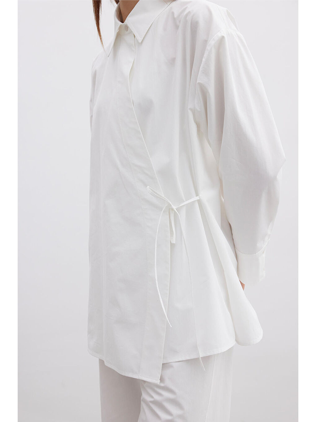 Kruvaze Kapama Premium Gömlek Ekru-3