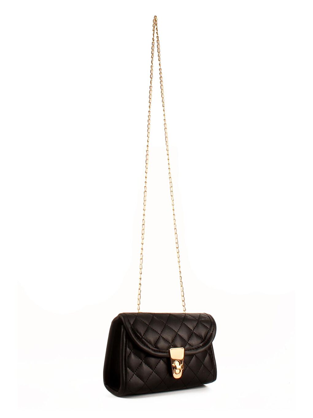 Siyah Kadın Kapitoneli Zincir Askılı Kapaklı Omuz Çantası (20685)-2