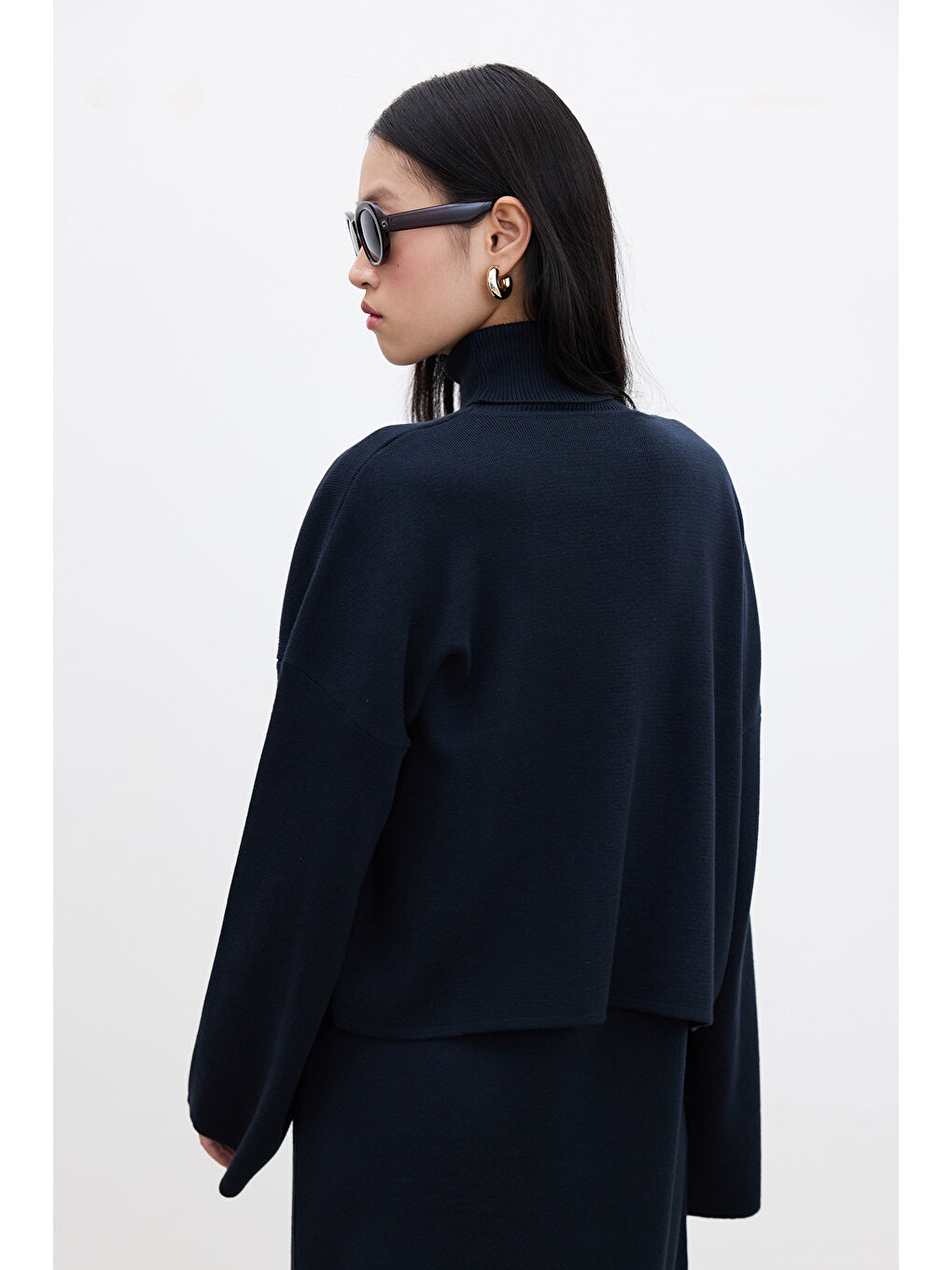 Bağcıklı Triko Hırka Lacivert-6