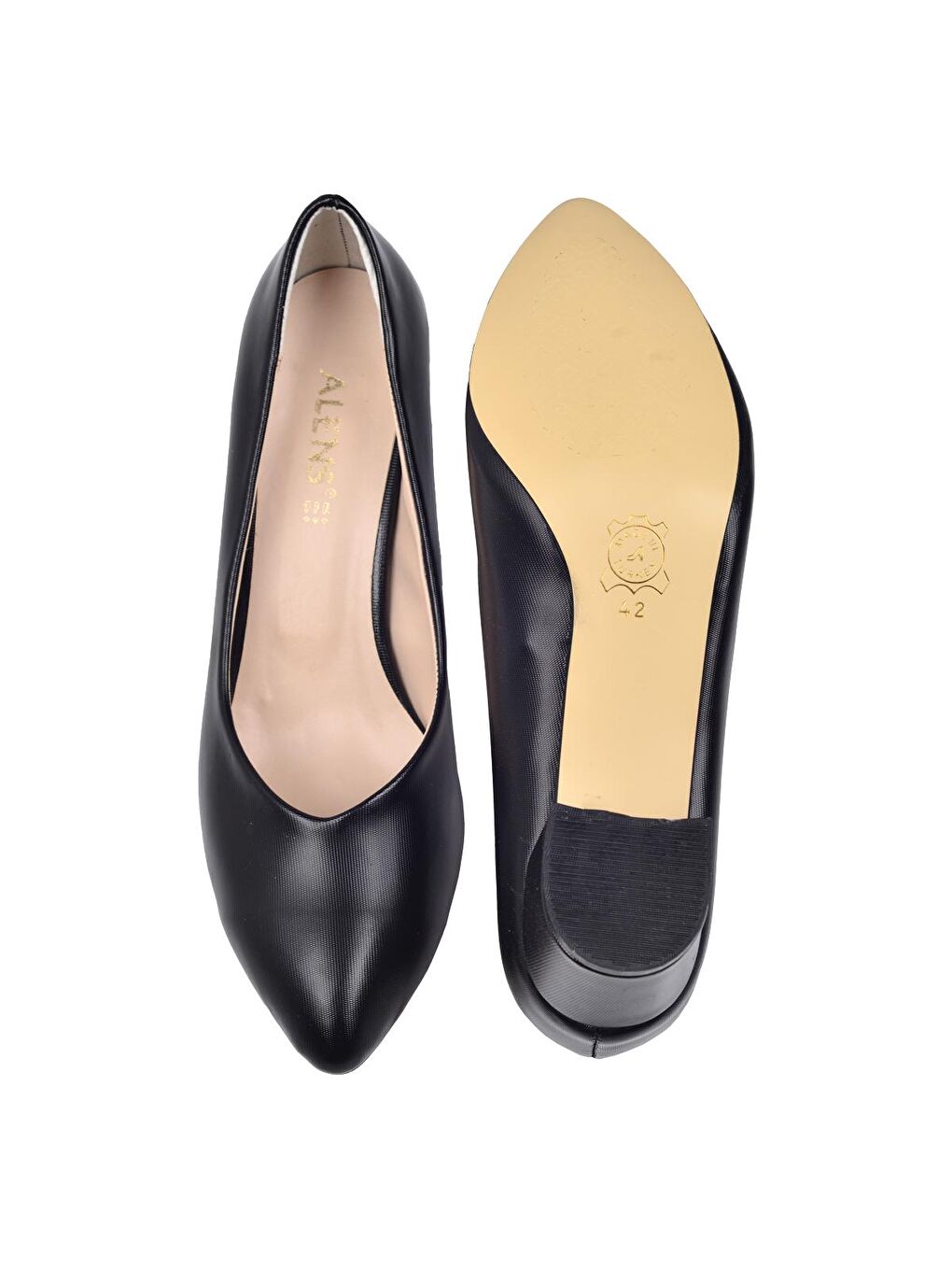 Siyah Parlak Büyük Numara 6 Cm Topuklu Kadın Ayakkabı Alens 301-2