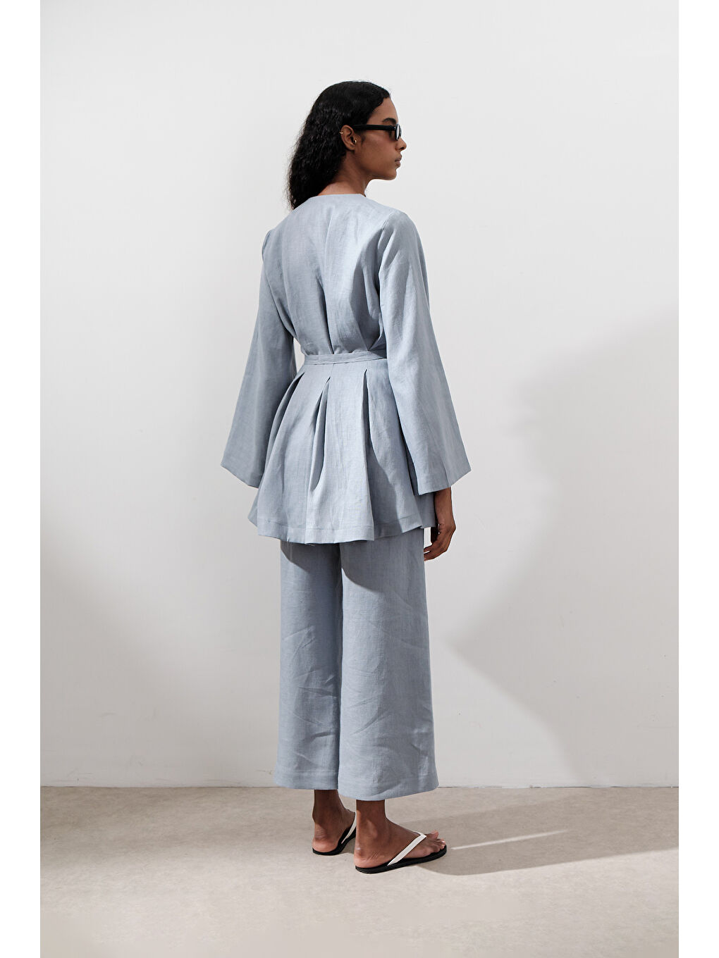 Keten Pensli Tunik Mavi-3