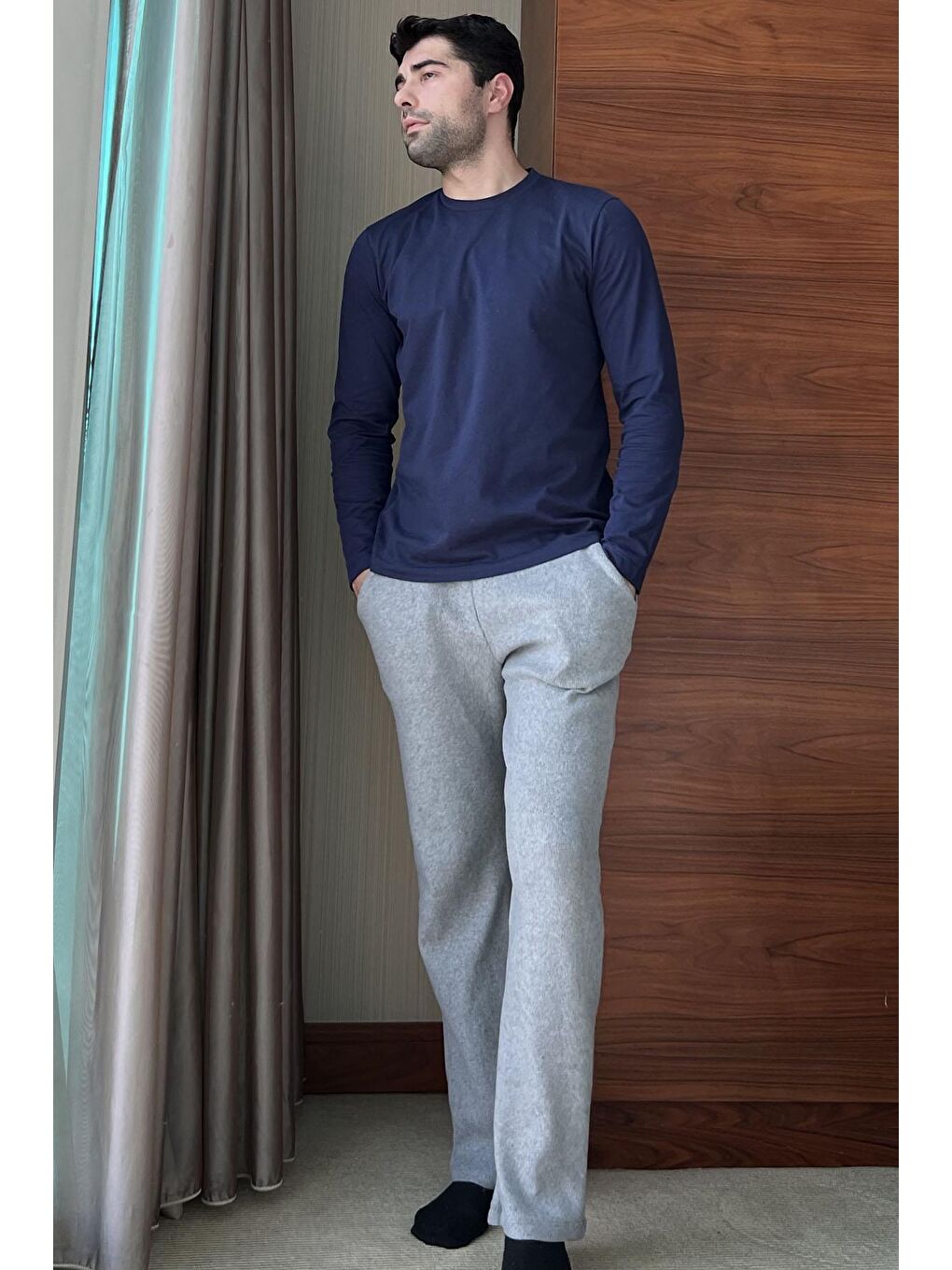 For You Homewear Lacivert 2'li Pamuklu Lacivert Gri Pijama Takımı