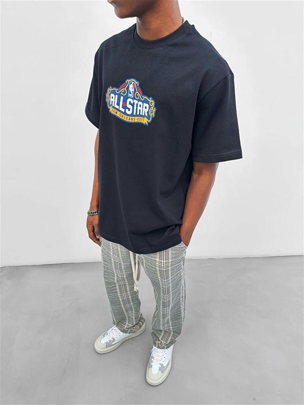 ablukaonline Erkek All Star Oversize  Baskılı T-Shirt Siyah - 3