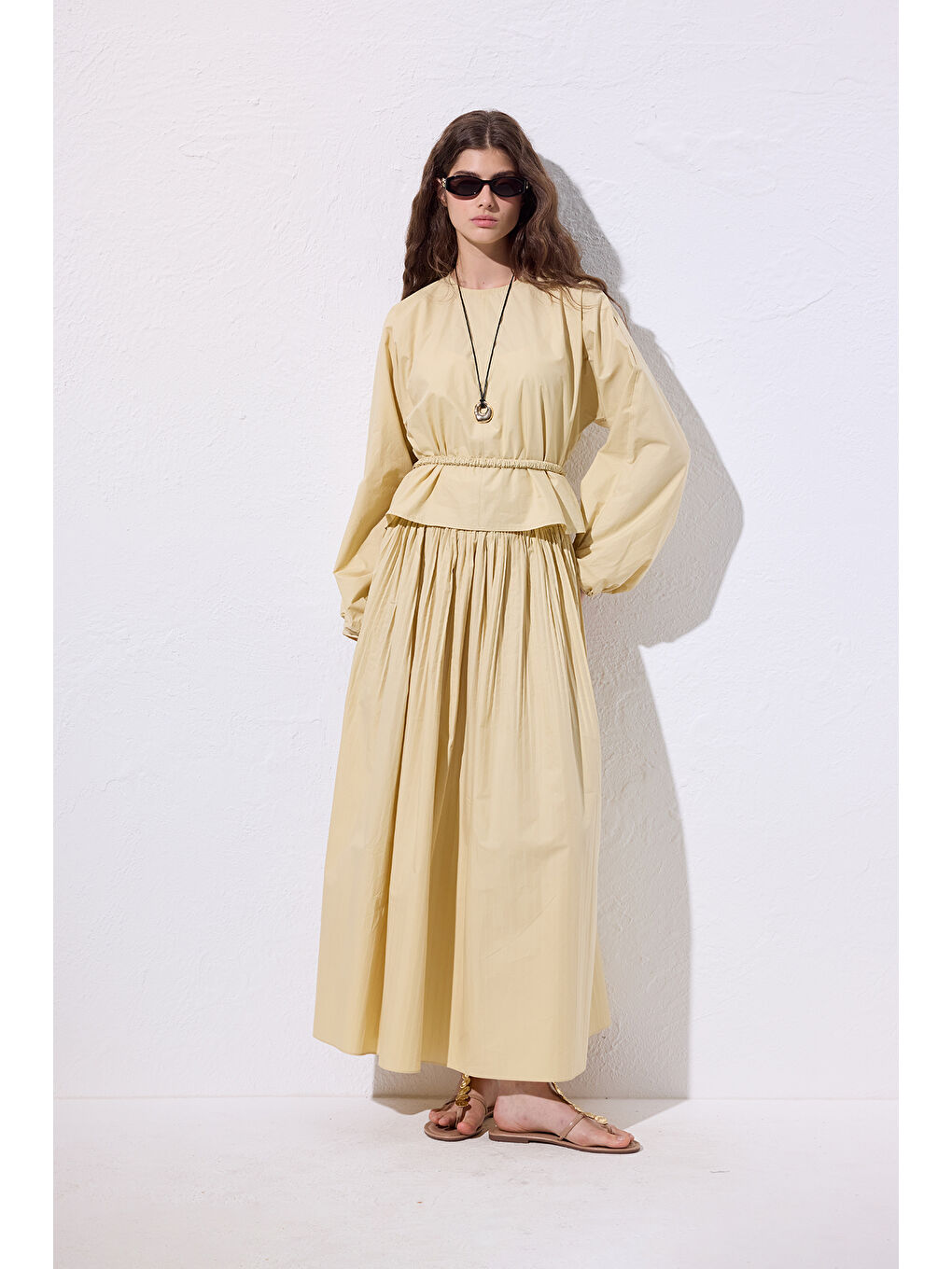 Bağlama Detaylı Kısa Bluz Soft Sarı-4