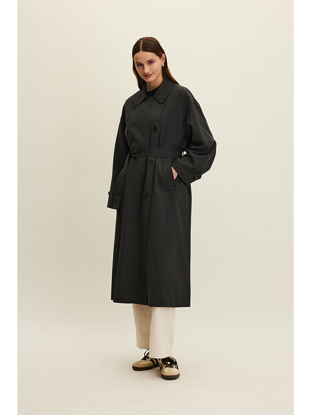 Nicola Kruvaze Trençkot Antrasit-2