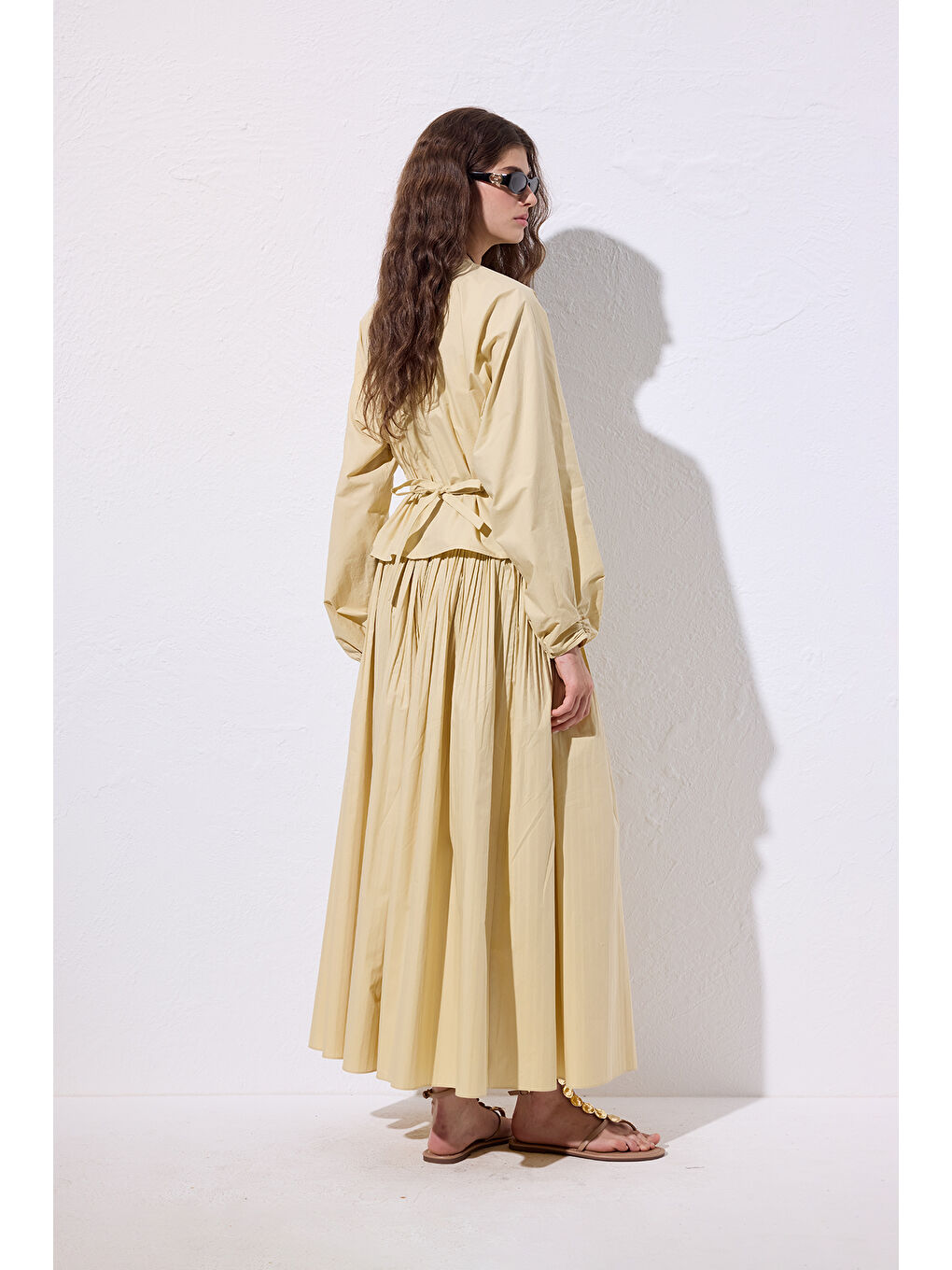 Bağlama Detaylı Kısa Bluz Soft Sarı-7