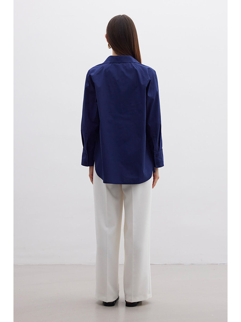 Cep Bağlama Detaylı Gömlek Lacivert-7