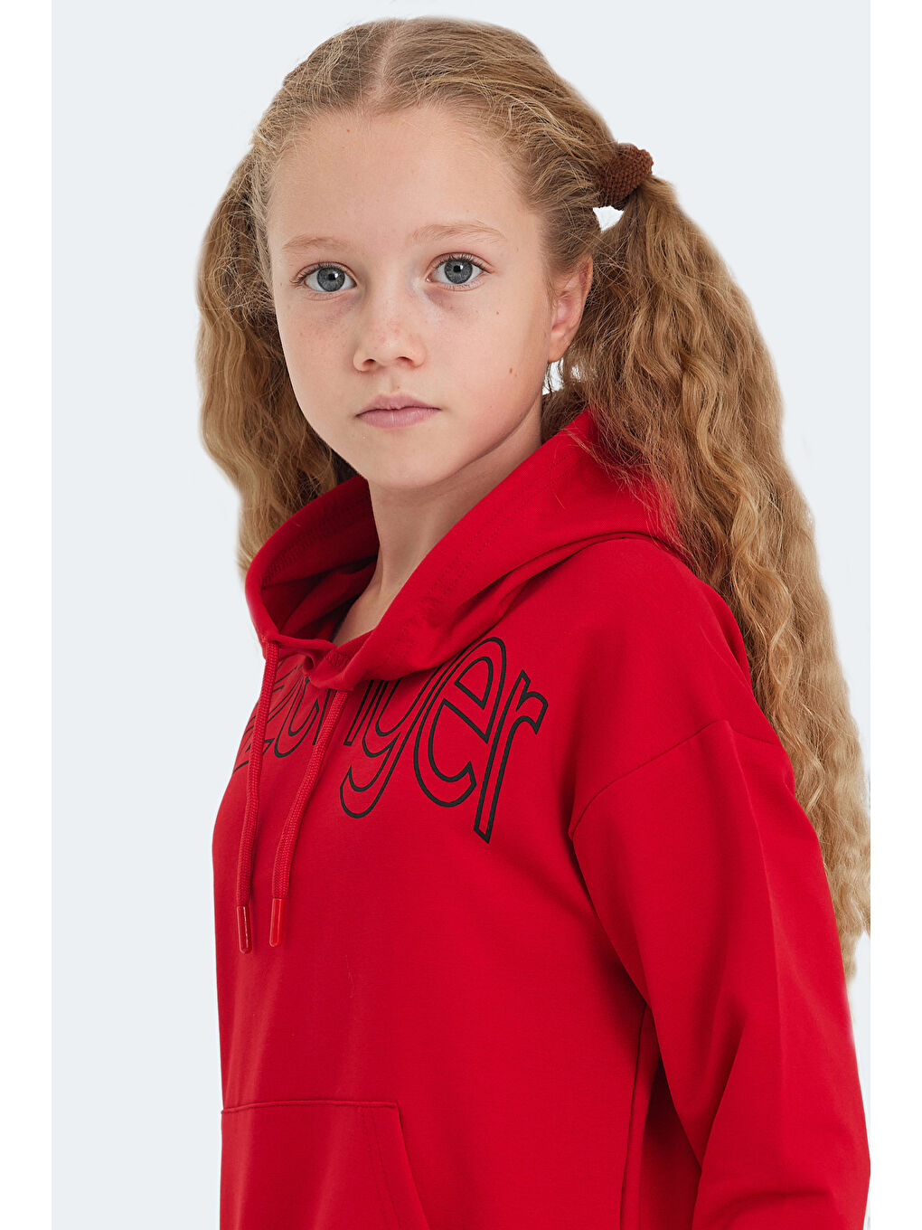 LETTO Unisex Çocuk Kapüşonlu Cepli Kırmızı Sweatshirt-1