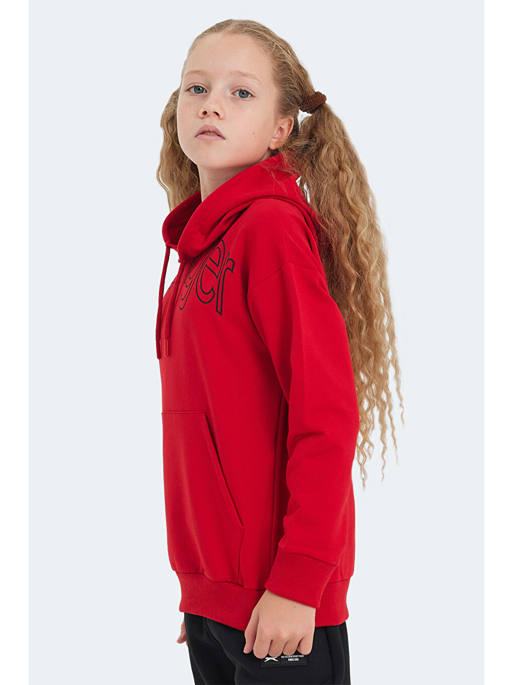 LETTO Unisex Çocuk Kapüşonlu Cepli Kırmızı Sweatshirt-2