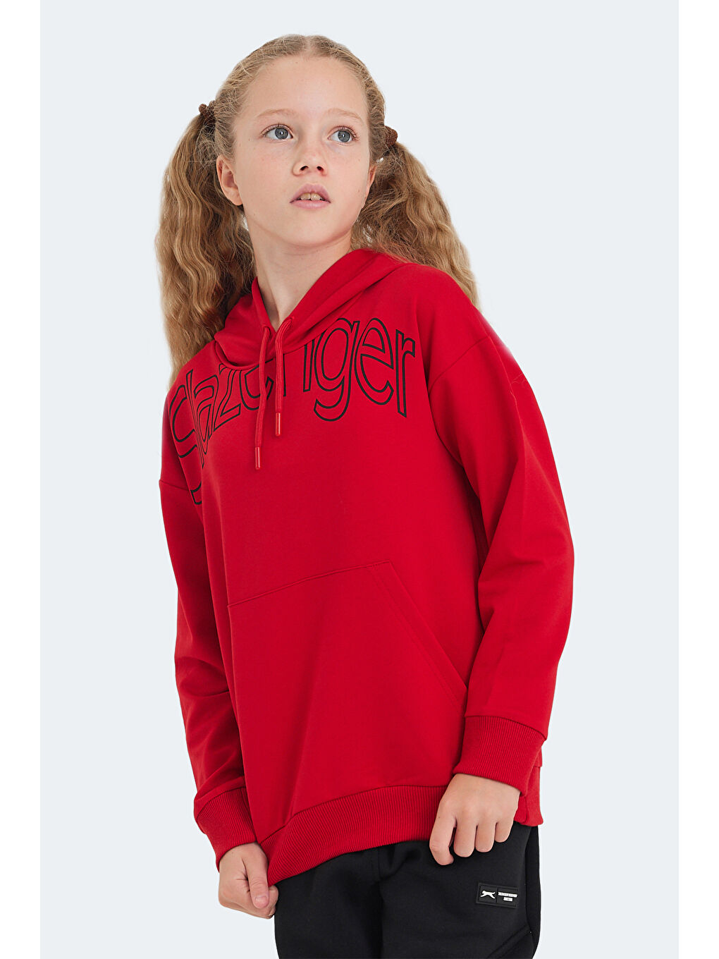 LETTO Unisex Çocuk Kapüşonlu Cepli Kırmızı Sweatshirt-3