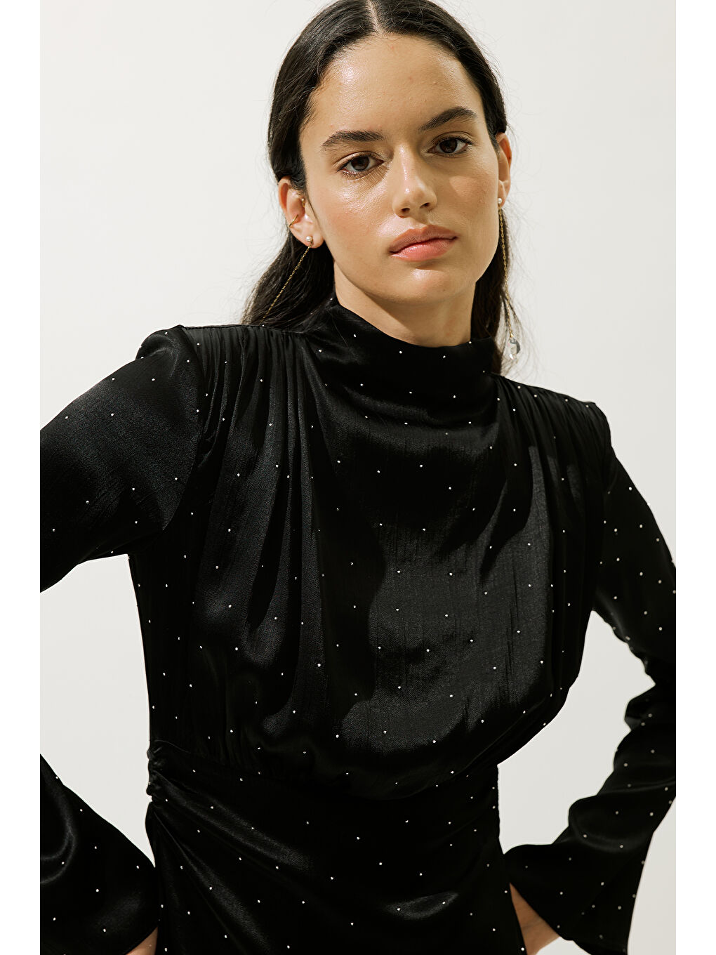 Mıla Taşlı Abiye Elbise Siyah-6