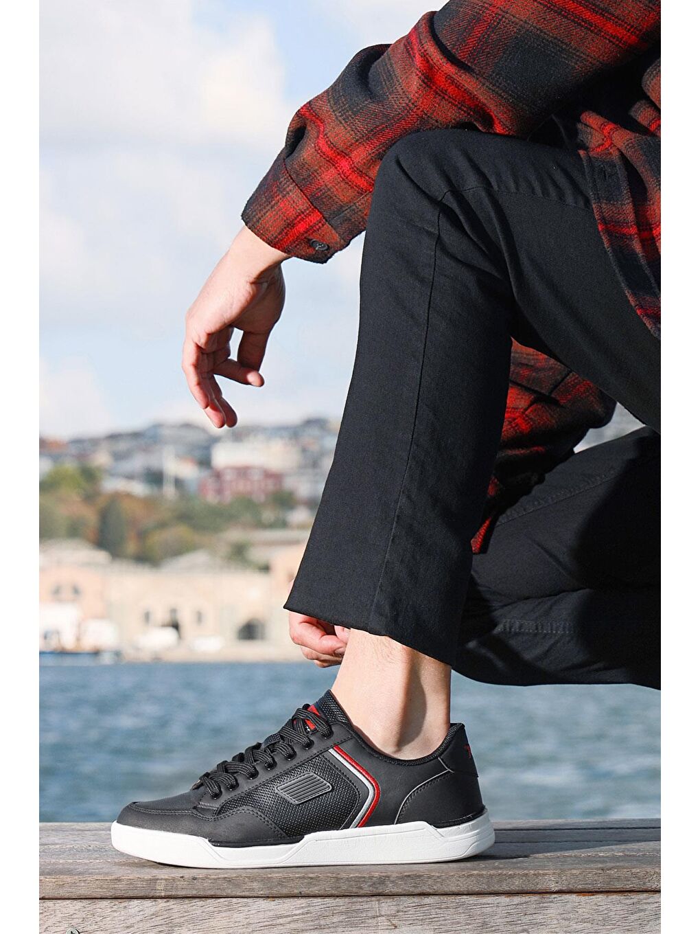 27799 Siyah - Beyaz Erkek Sneaker Günlük Spor Ayakkabı-1