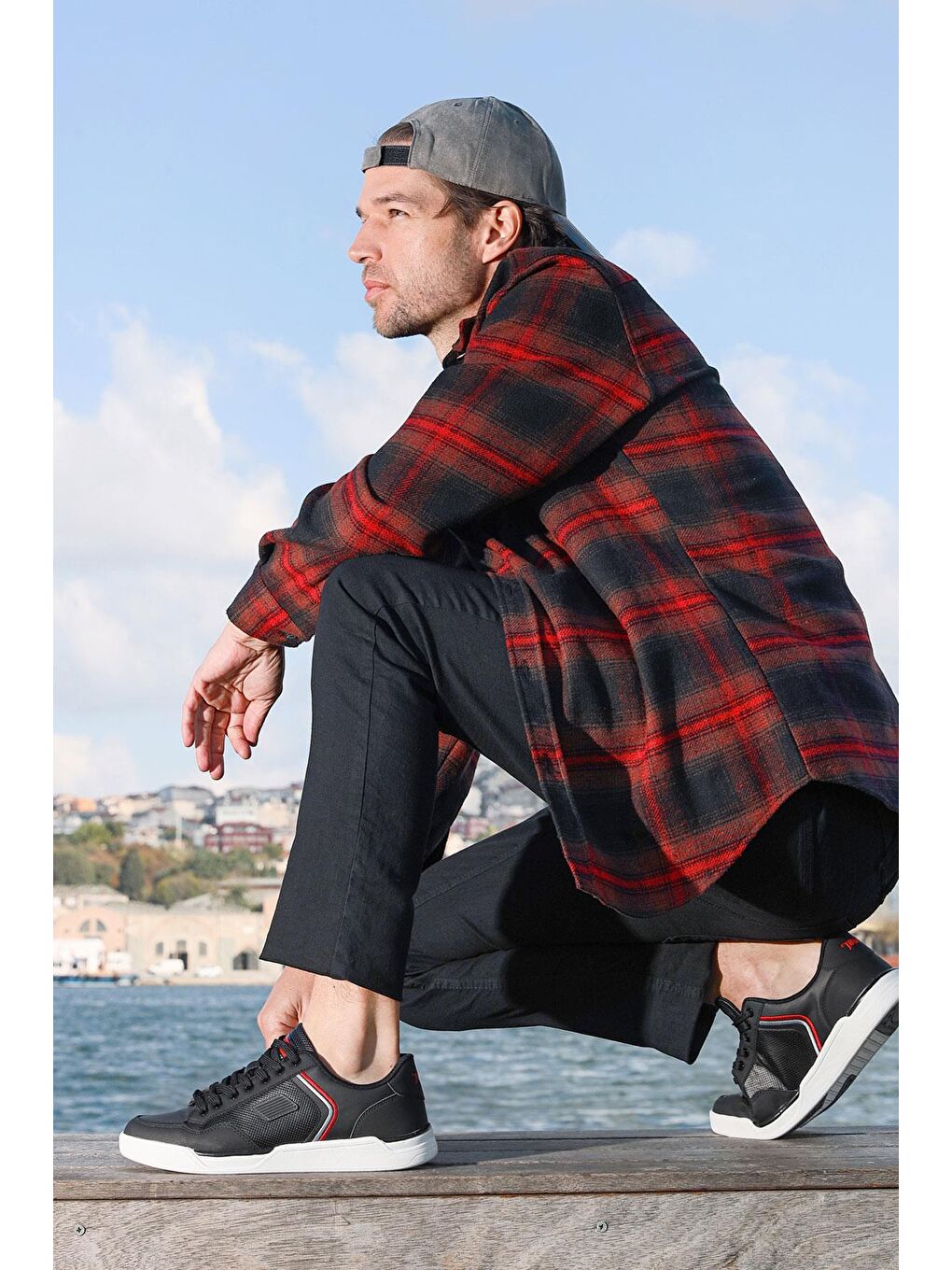 27799 Siyah - Beyaz Erkek Sneaker Günlük Spor Ayakkabı-3