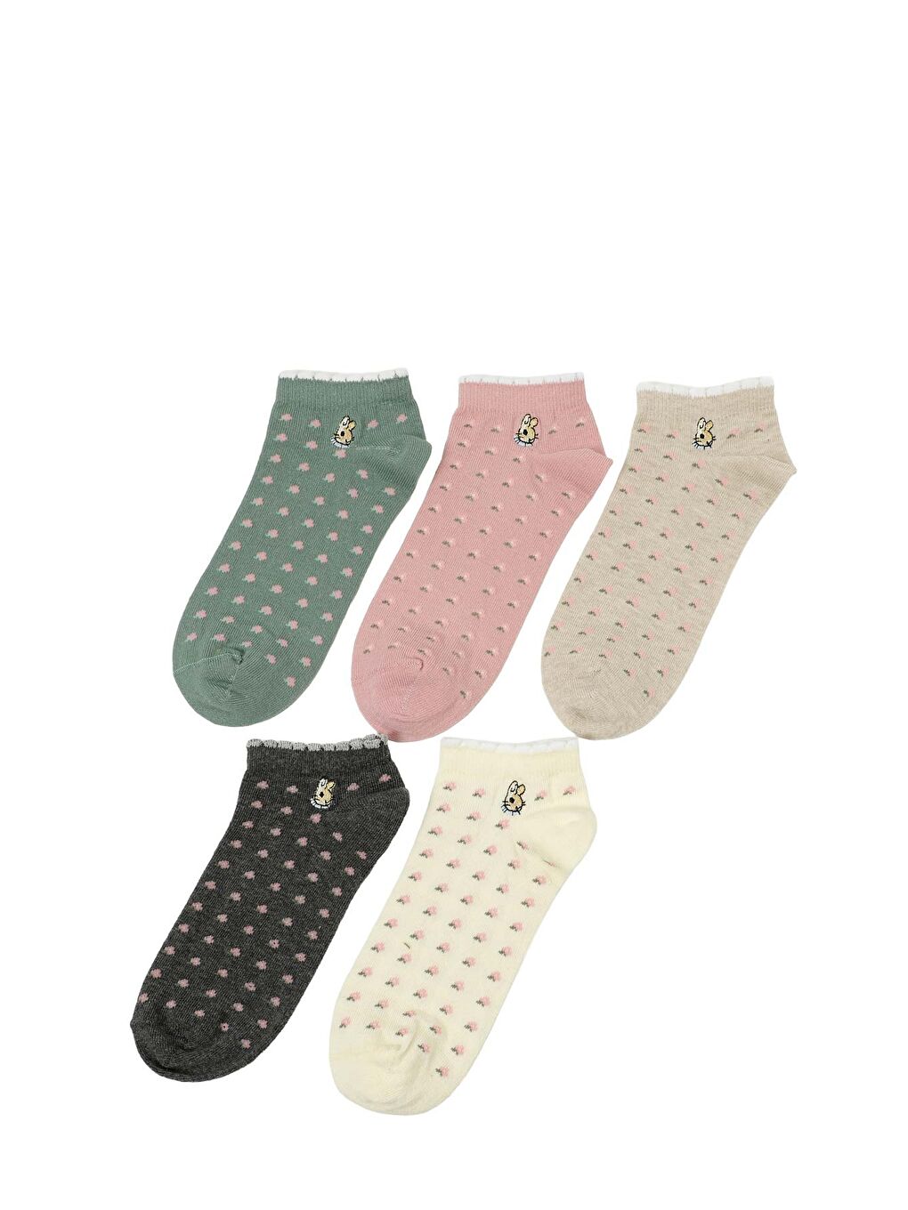 Karışık RABBIT 5 LI PTK-W 5PR Çok Renkli Kadın 5'li Patik Çorap