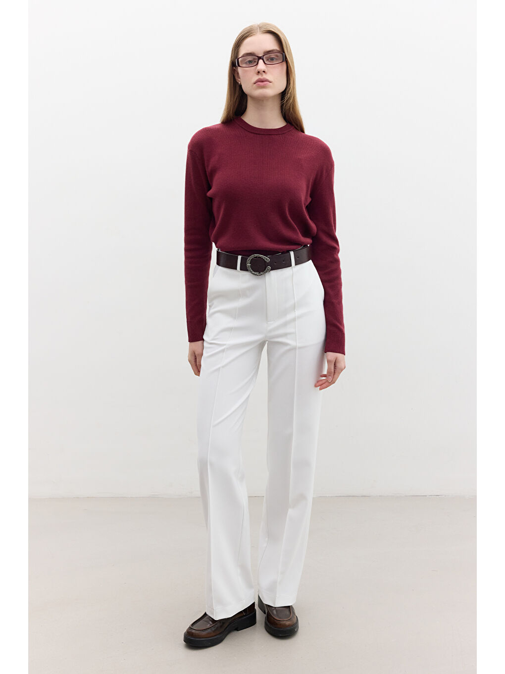 Yumuşak Dokulu Triko Kazak Bordo-1