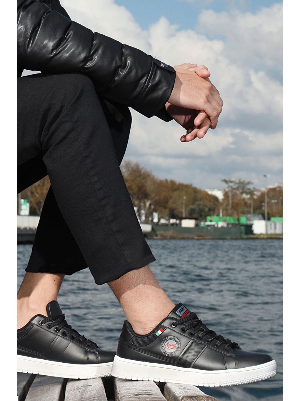 27796 Siyah - Beyaz Erkek Sneaker Günlük Spor Ayakkabı-1