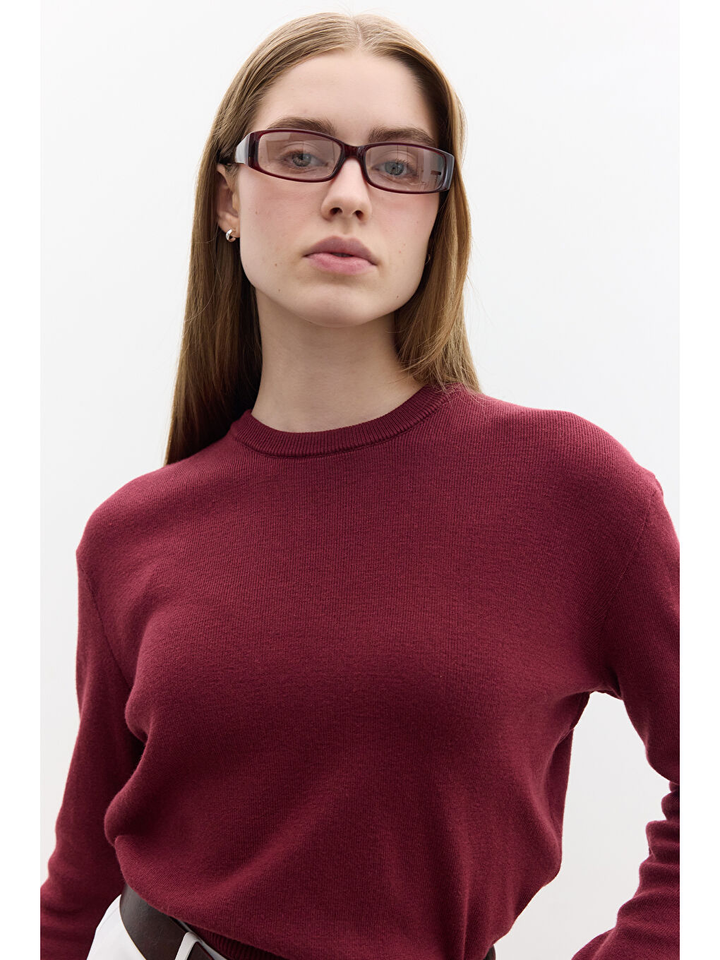 Yumuşak Dokulu Triko Kazak Bordo-2