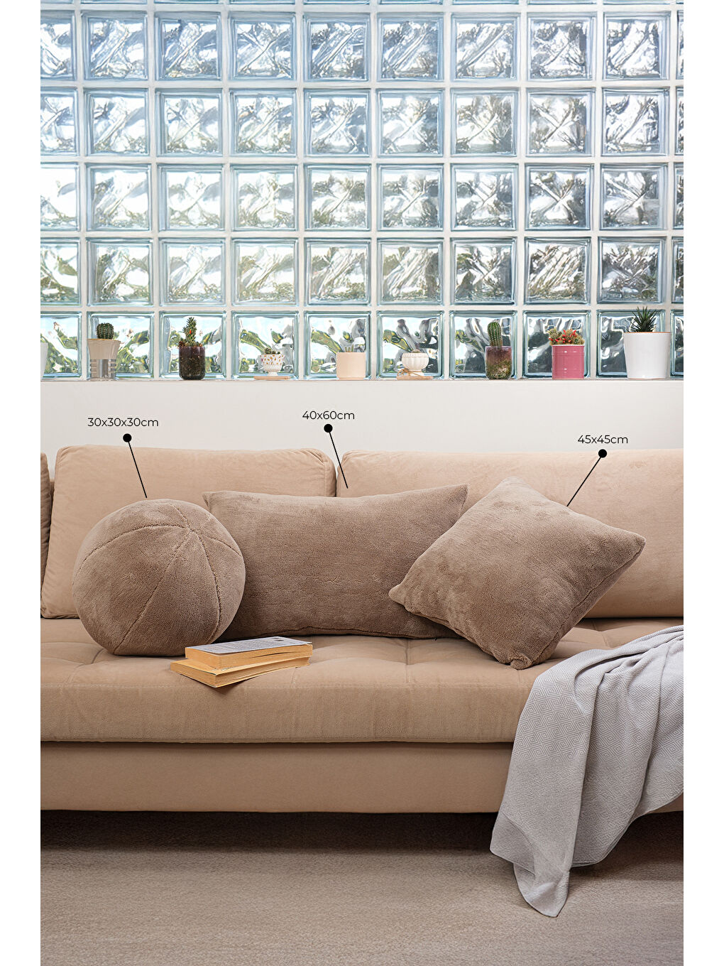 Puffy Pelüş Kuzu Teddy Ölçü Seçenekli Dekoratif Kırlent Kılıfı Kahverengi-2