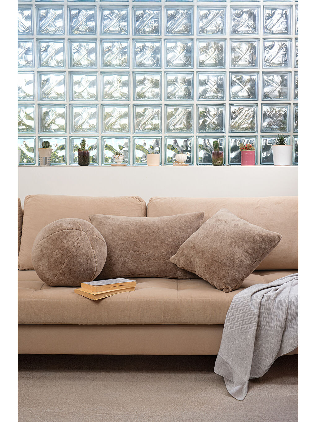 Puffy Pelüş Kuzu Teddy Ölçü Seçenekli Dekoratif Kırlent Kılıfı Kahverengi-3