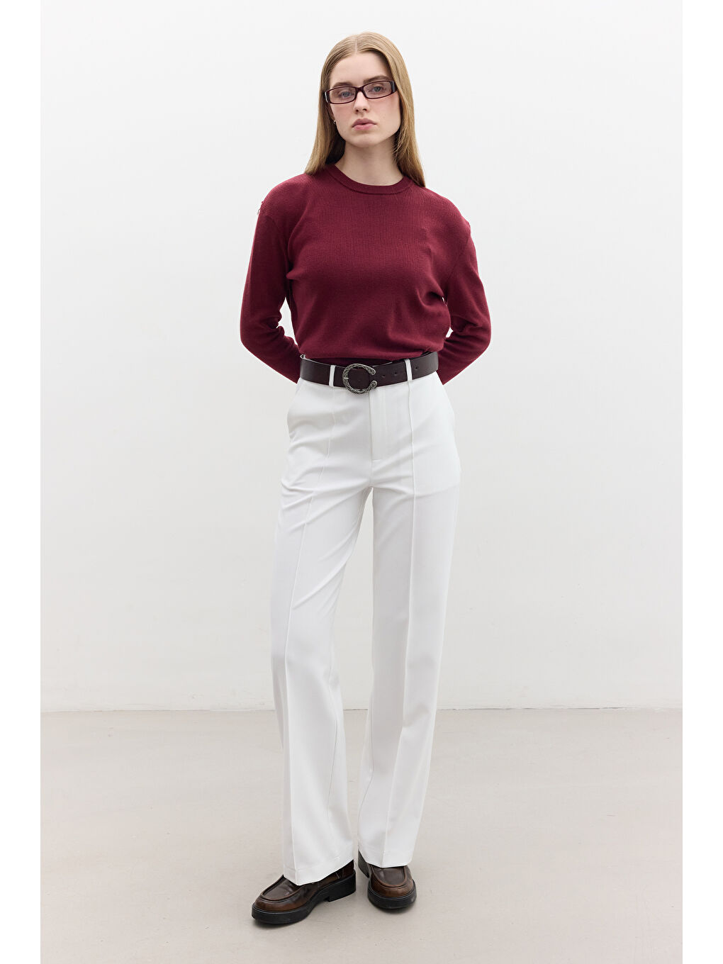 Yumuşak Dokulu Triko Kazak Bordo-3