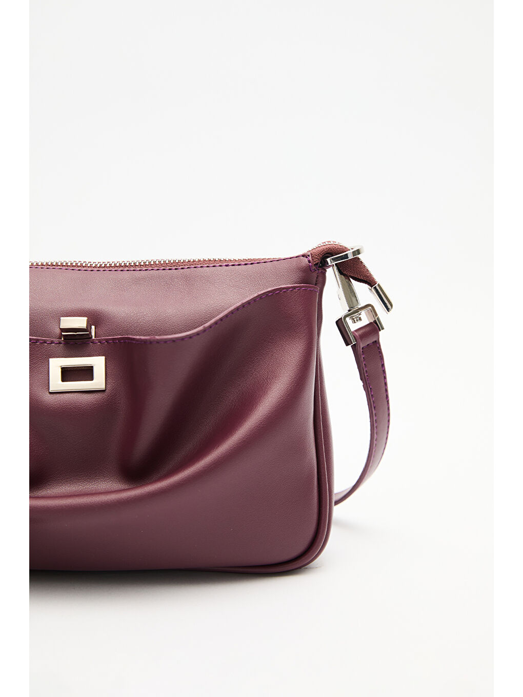 Kırmızı Arte Mini Baget Çanta Vişne-4