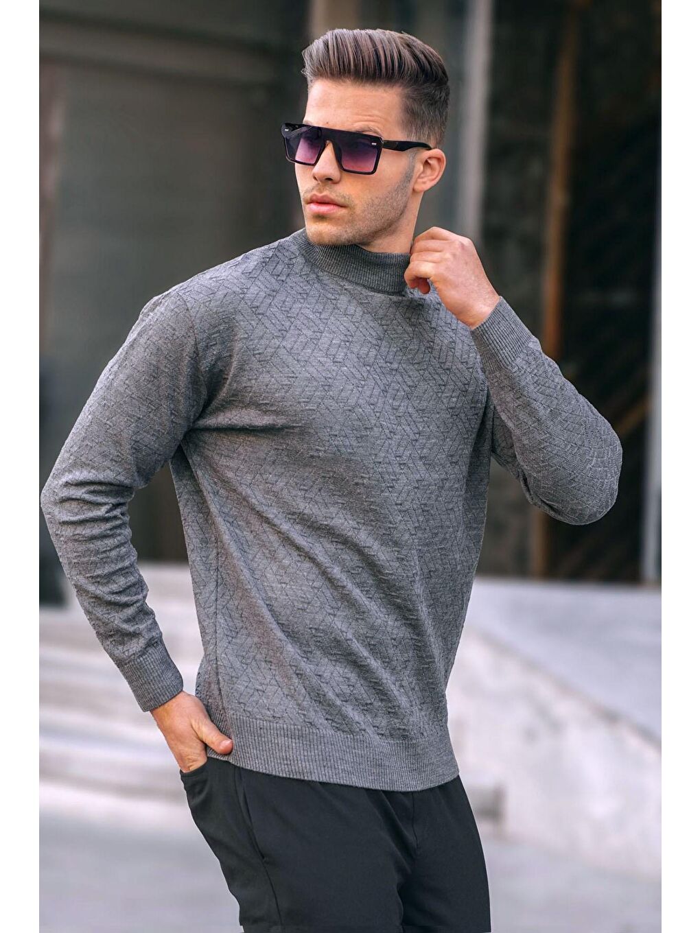 Antrasit Balıkçı Yaka Erkek Triko Kazak 6301