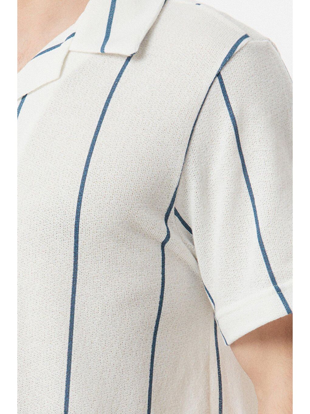 İndigo Çizgili Salaş Gömlek-3