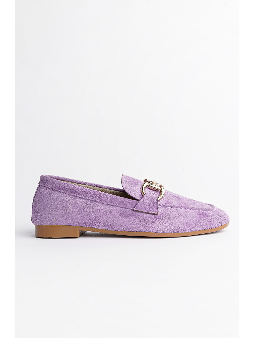Mor MONA Metal Tokalı Deri Kadın Loafer Günlük Ayakkabı-5