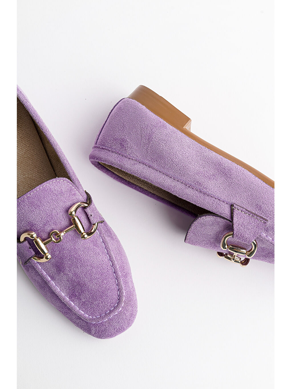 Mor MONA Metal Tokalı Deri Kadın Loafer Günlük Ayakkabı-6
