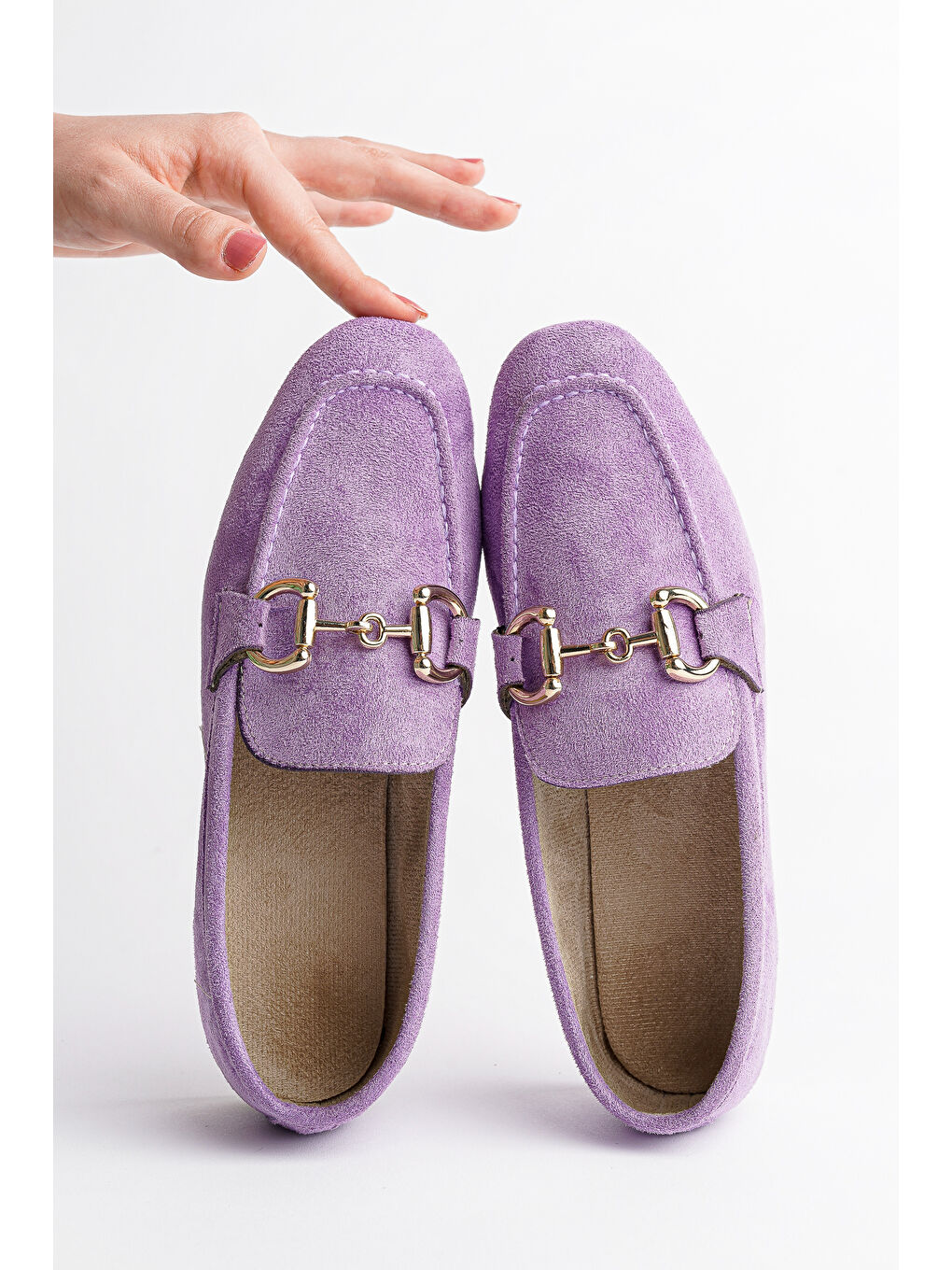 Mor MONA Metal Tokalı Deri Kadın Loafer Günlük Ayakkabı-7