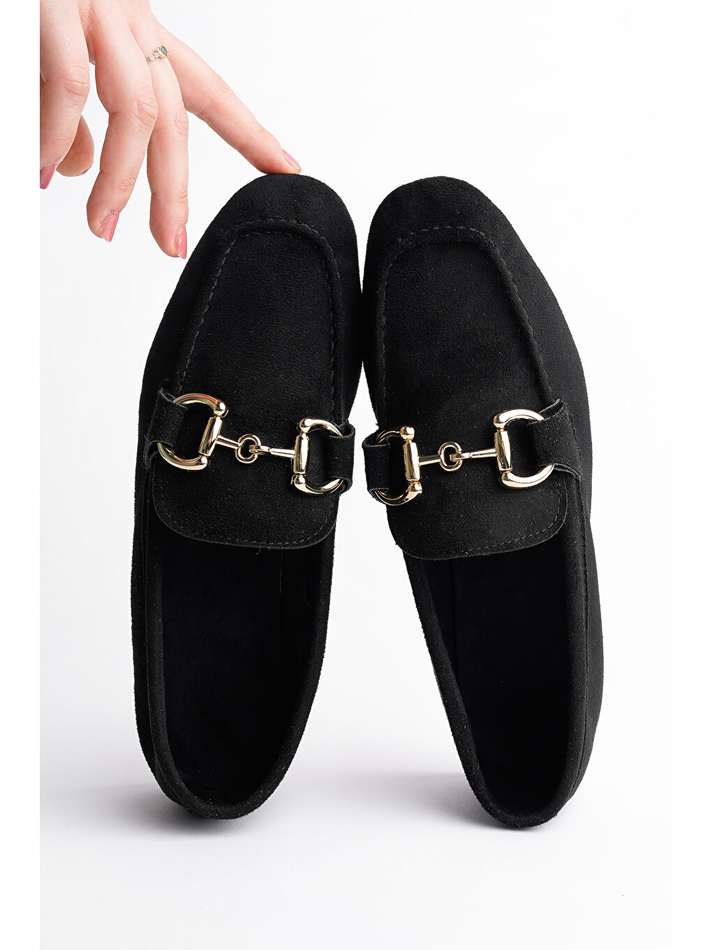 Muggo Siyah MONA Metal Tokalı Deri Kadın Loafer Günlük Ayakkabı - 5