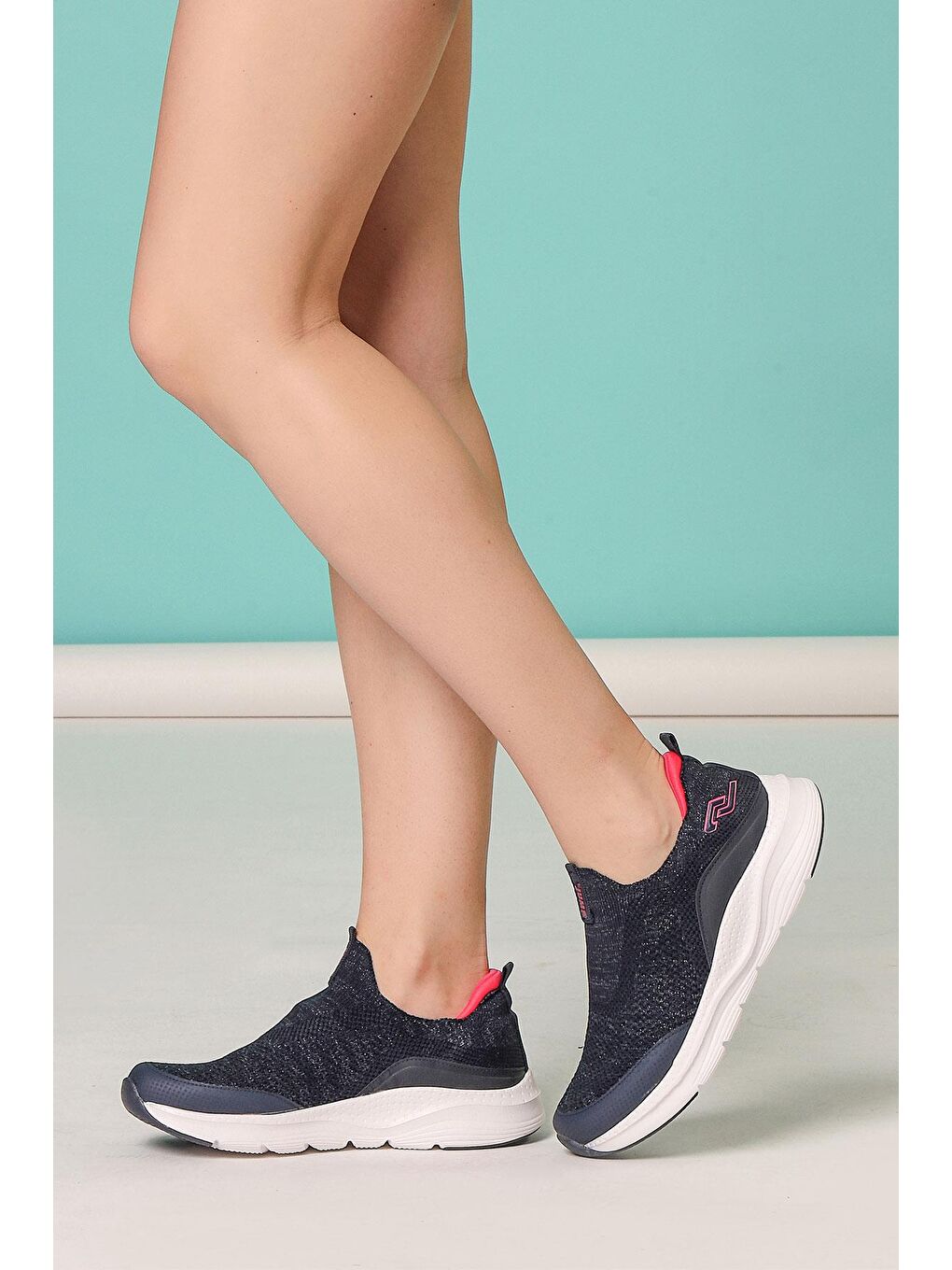 27381 Slip-On Lacivert - Fuşya Kadın Sneaker Günlük Spor Ayakkabı-1