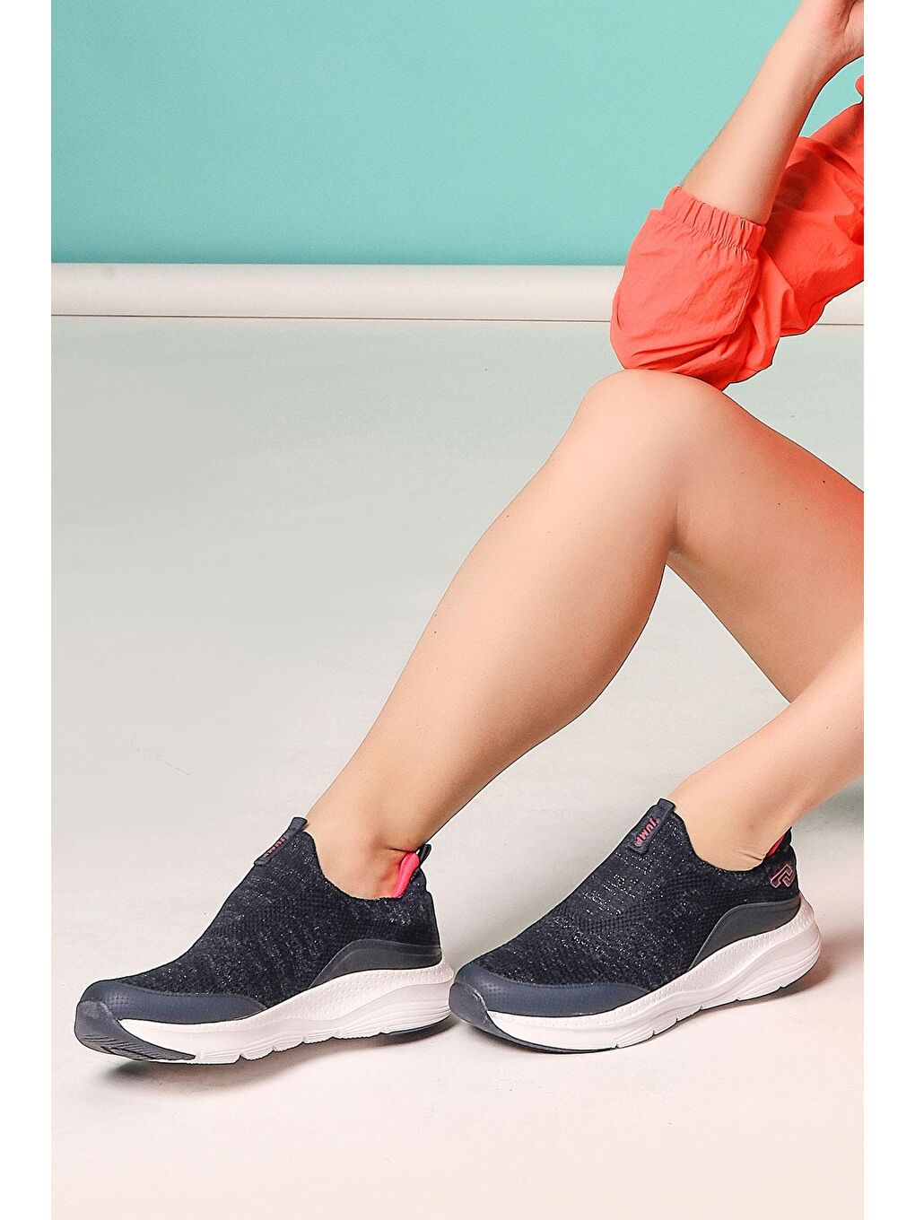 27381 Slip-On Lacivert - Fuşya Kadın Sneaker Günlük Spor Ayakkabı-4