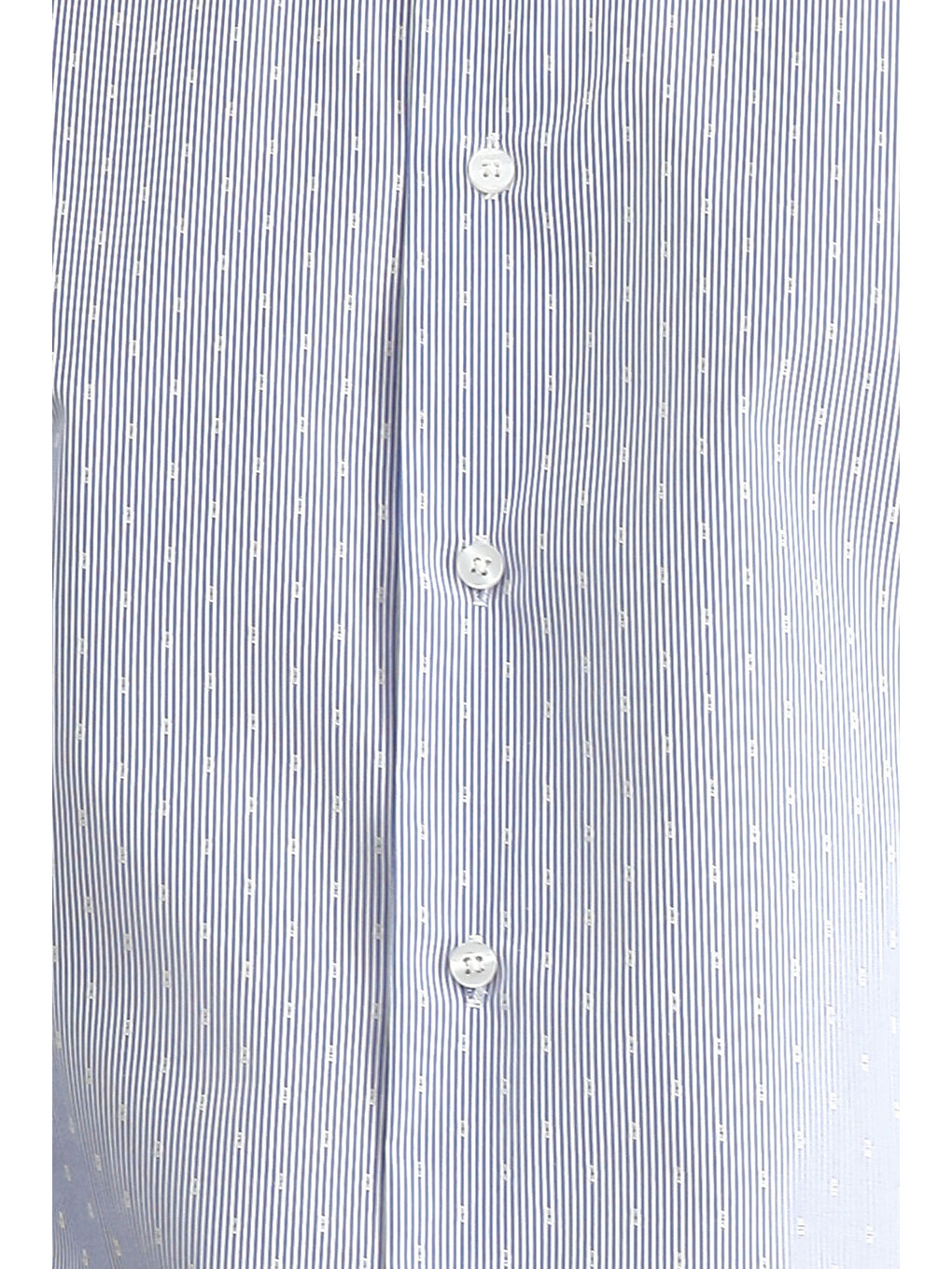 Mavi Uzun Kol Slim Fit Dar Kesim Non Iron Klasik Desenli Pamuklu Gömlek-4