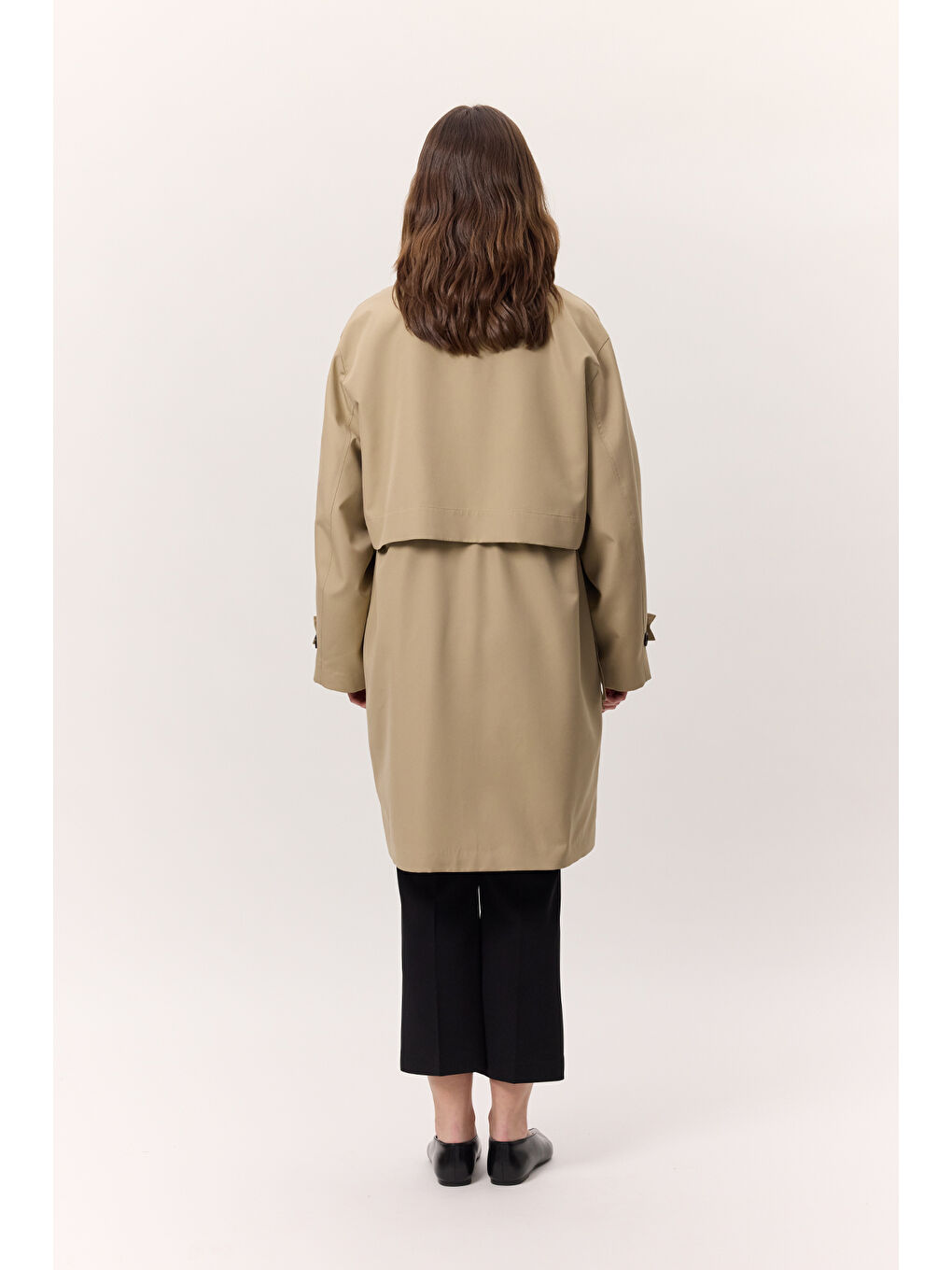 Bej Bel Ayarlamalı Hafif Trençkot Taş-7